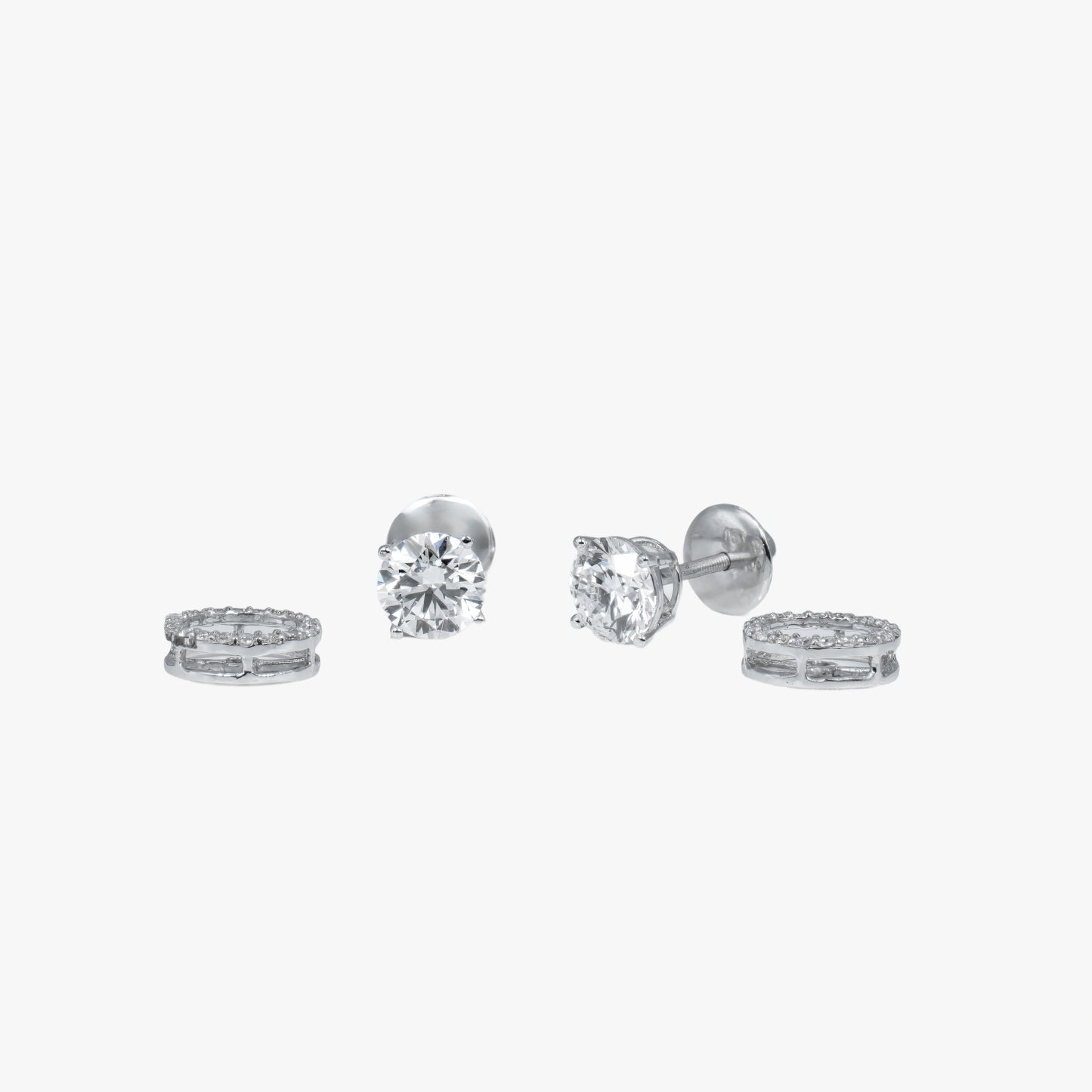 round solitaire studs with circle wg