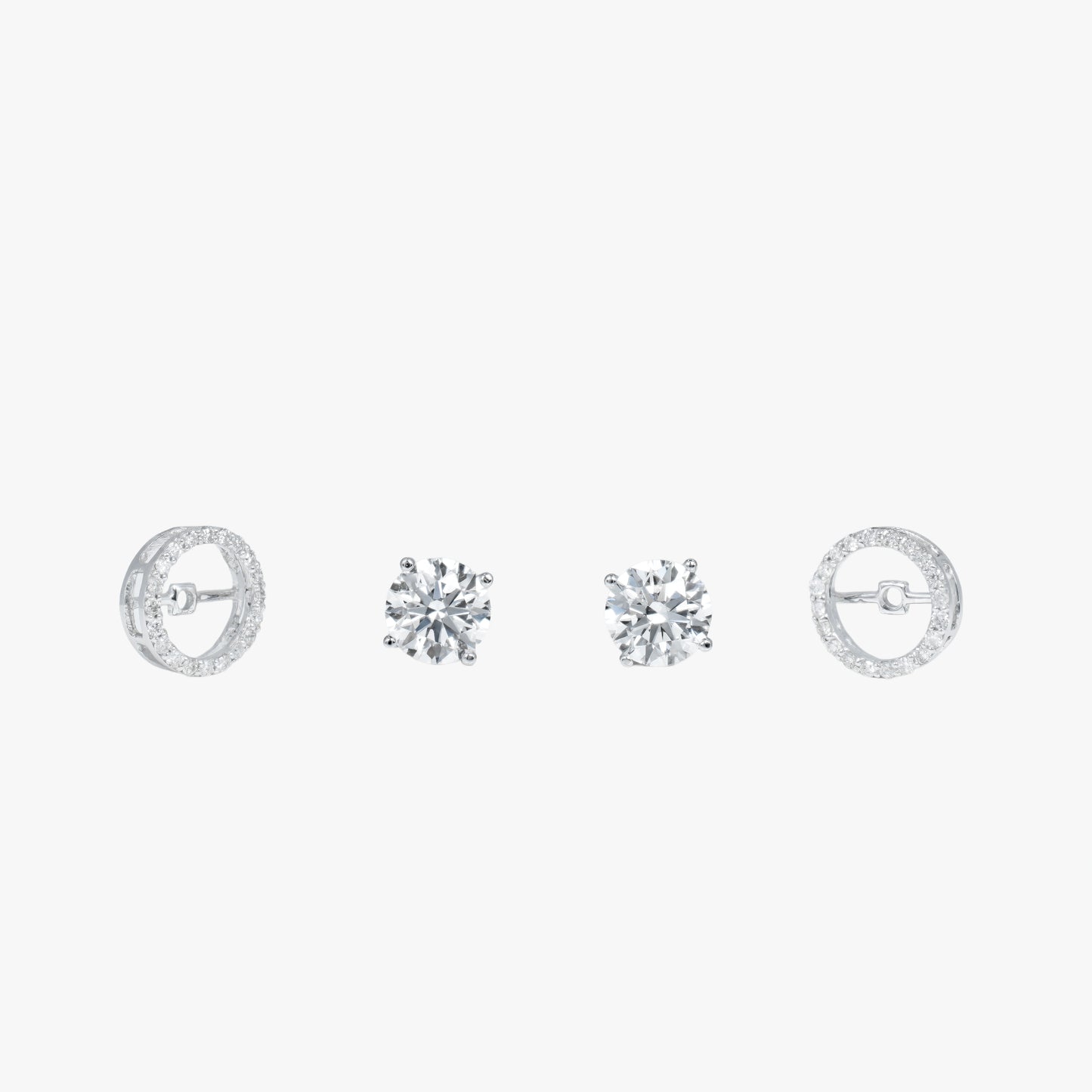 round solitaire studs with circle wg