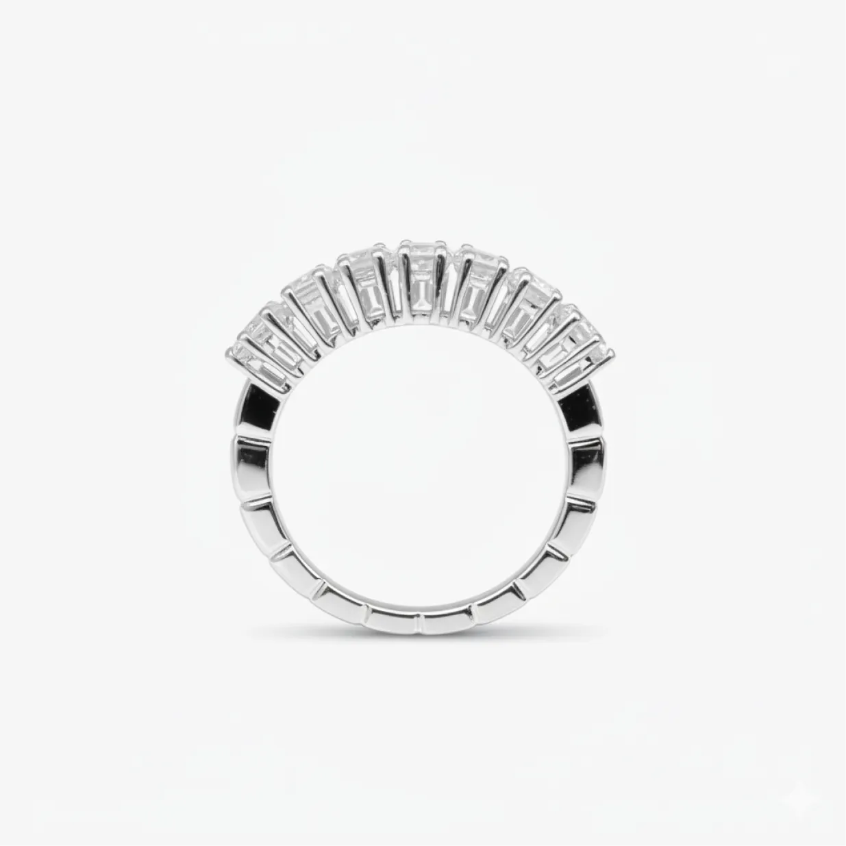 2 ct emerald diamond half-eternity band