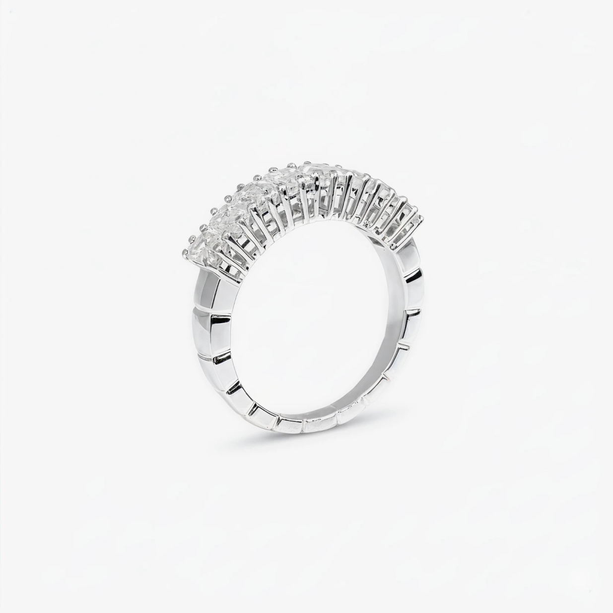 2 ct emerald diamond half-eternity band