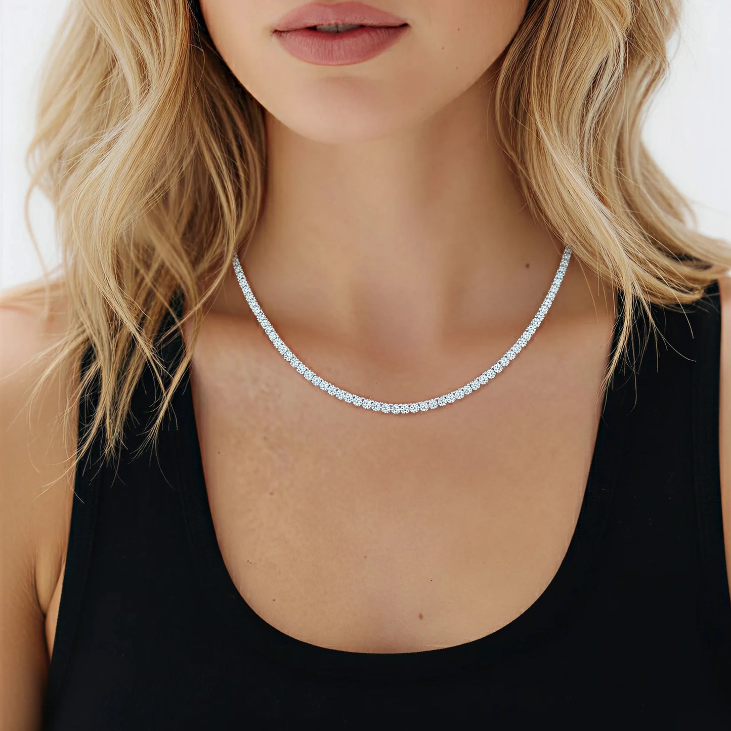 classic diamond tennis necklace