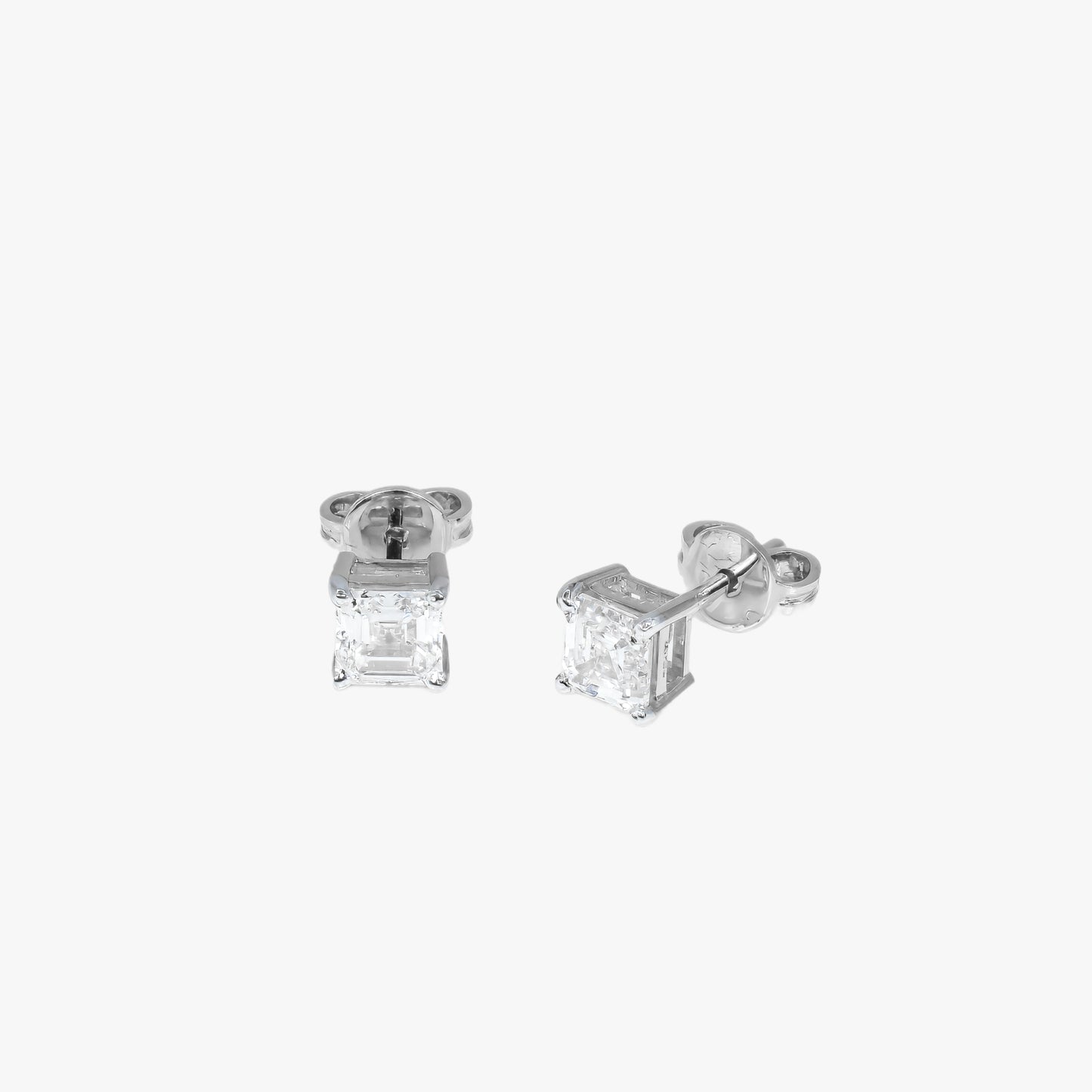 asscher solitaire studs wg