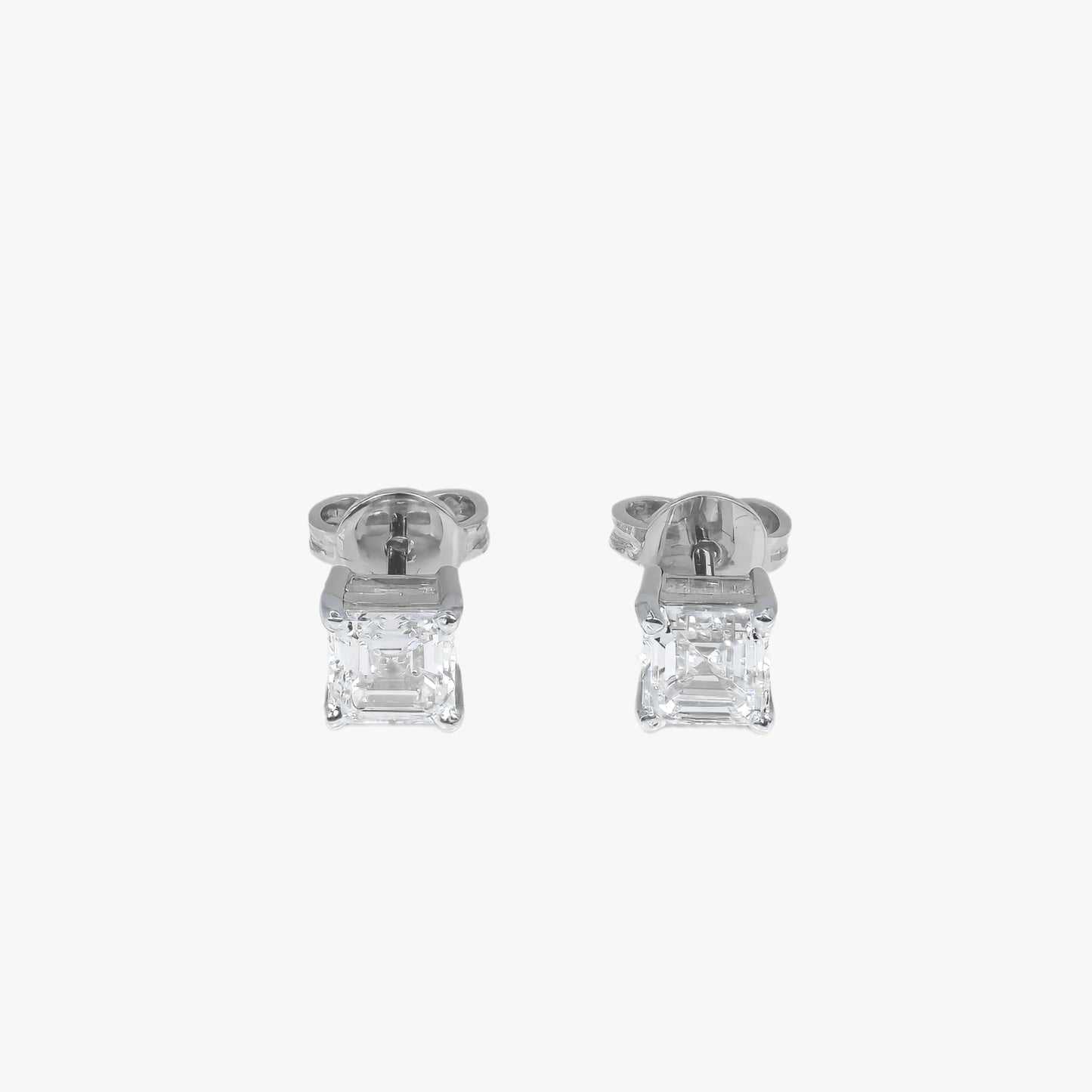 asscher solitaire studs wg