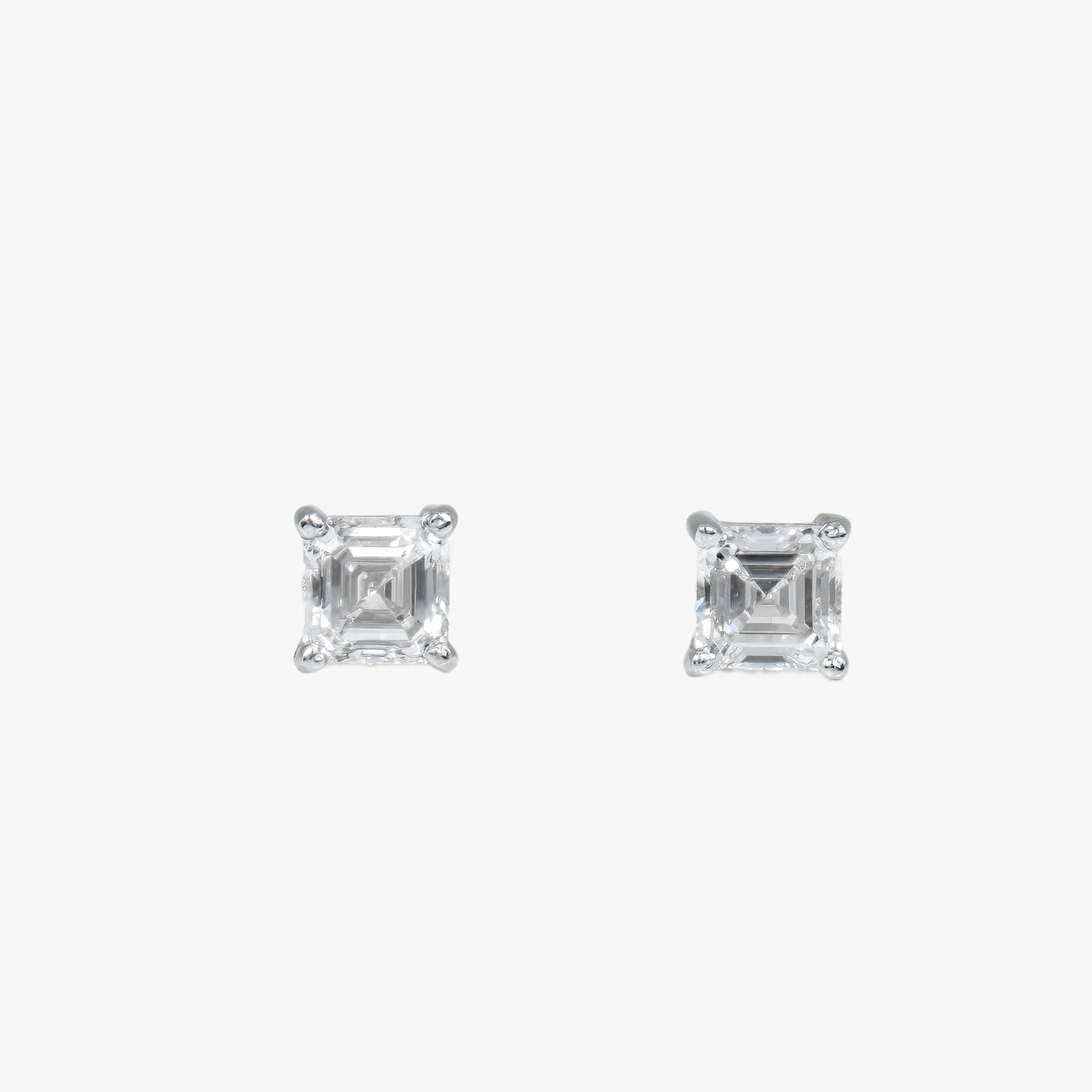 asscher solitaire studs wg