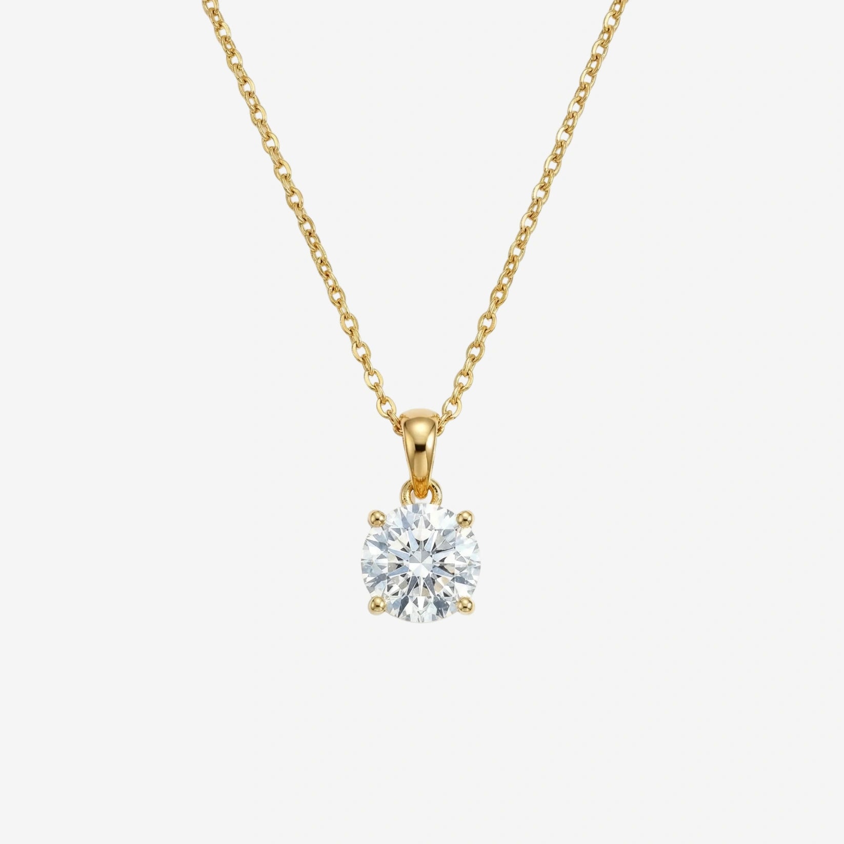 1.5ct Round Pendant+Chain Necklace