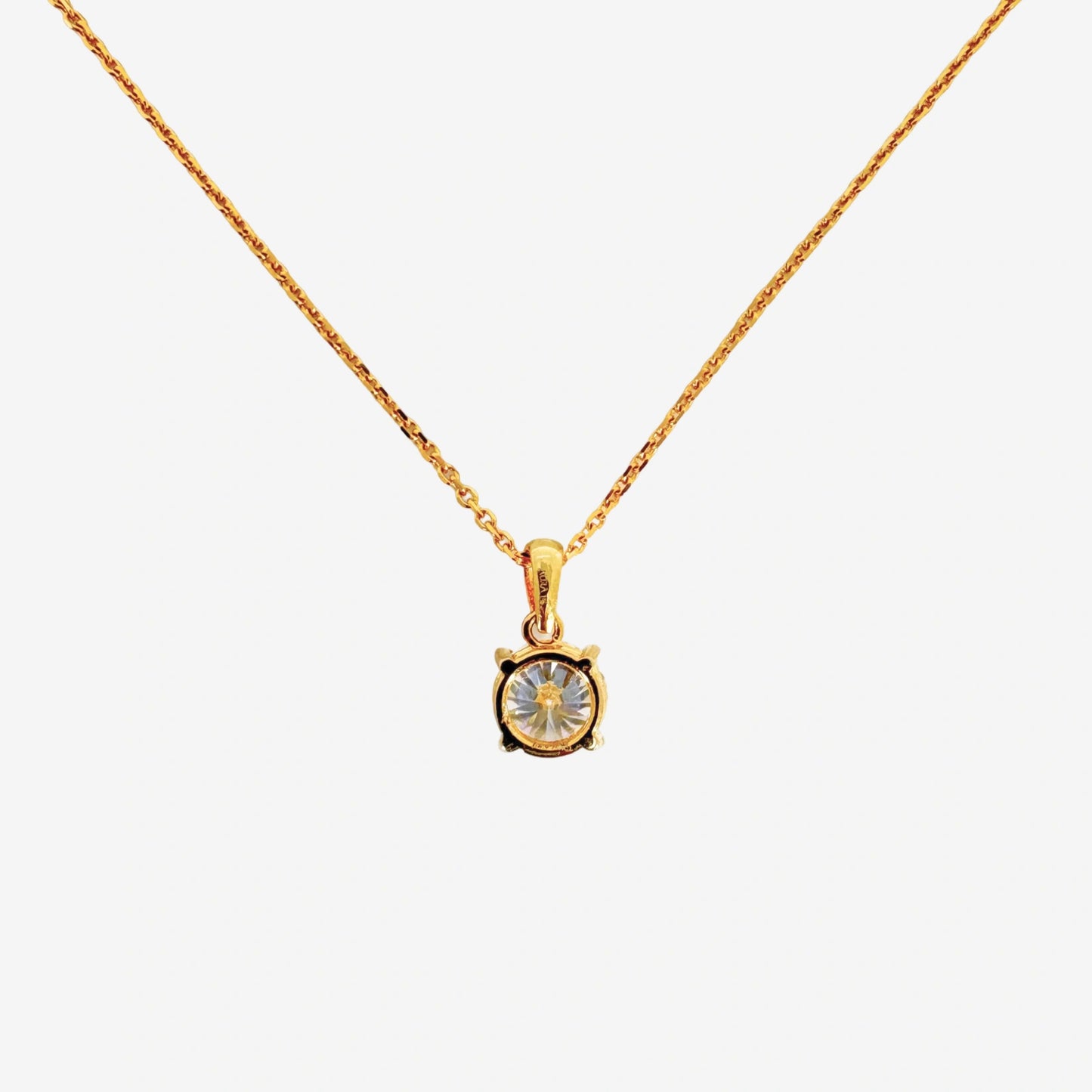 1.5ct round pendant+chain necklace
