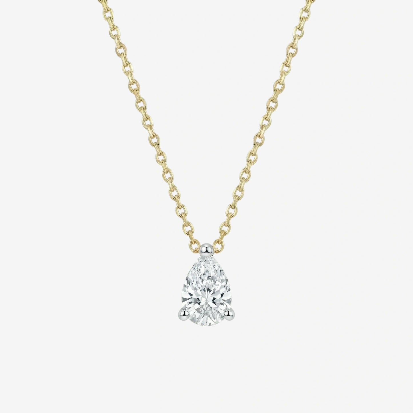 0.4ct pear pendant+chain necklace