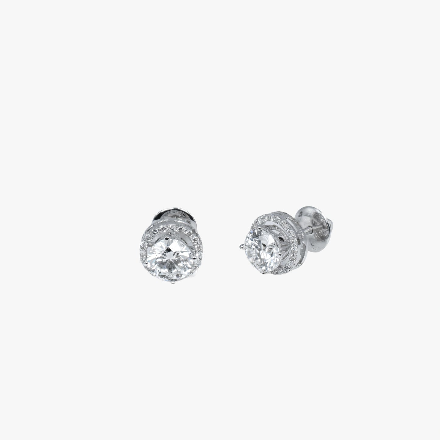 round solitaire studs with circle wg