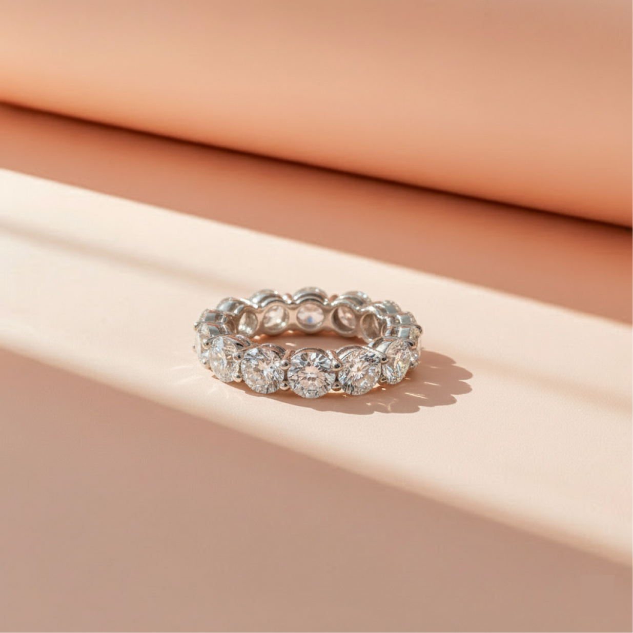 5.26ct round diamond eternity band wg