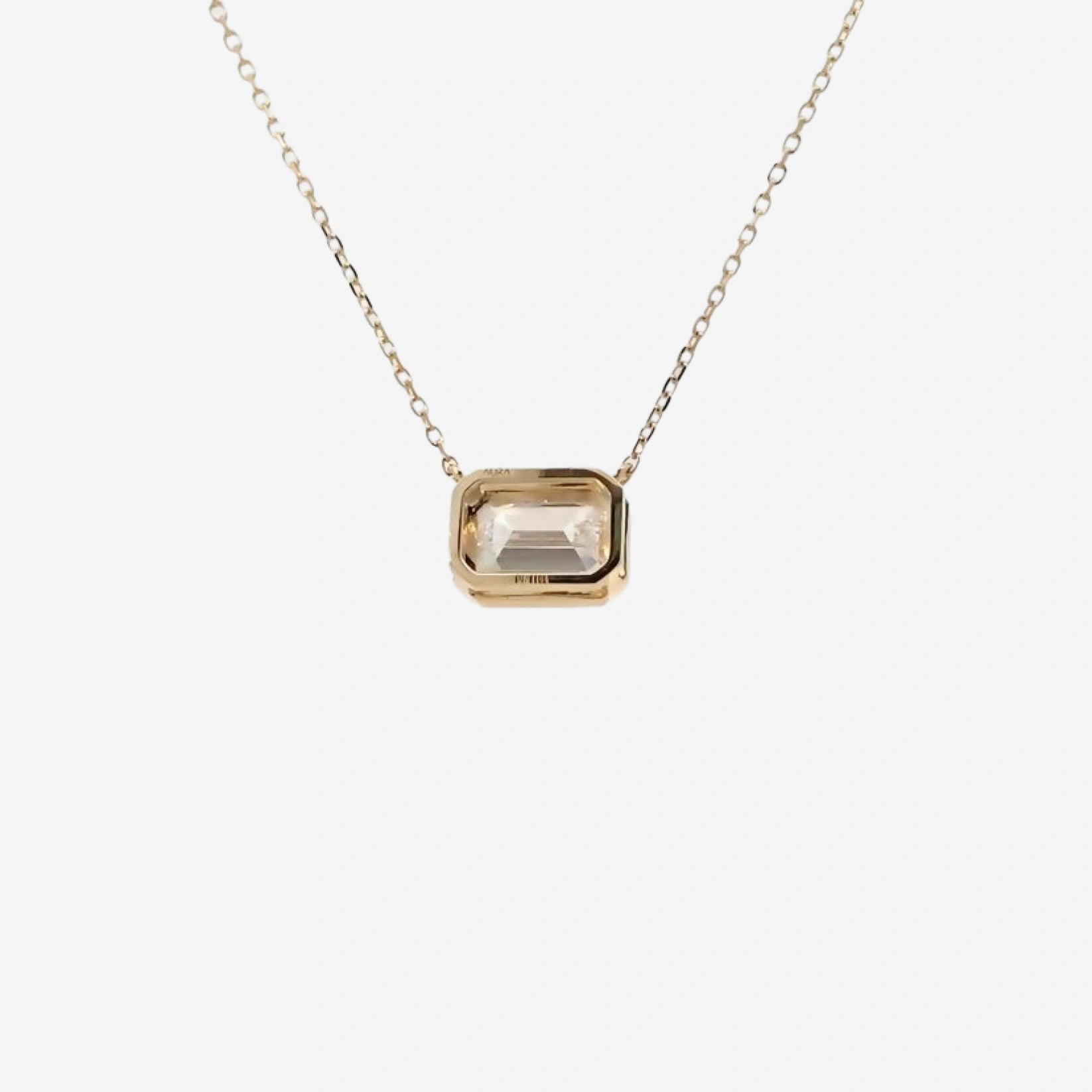 1CT Emerald E/W Gold Bezel Necklace