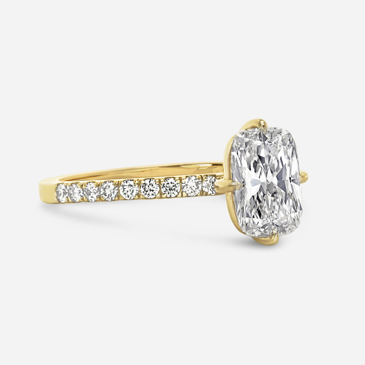 2.5CT Cushion Solitaire with Pavé Setting
