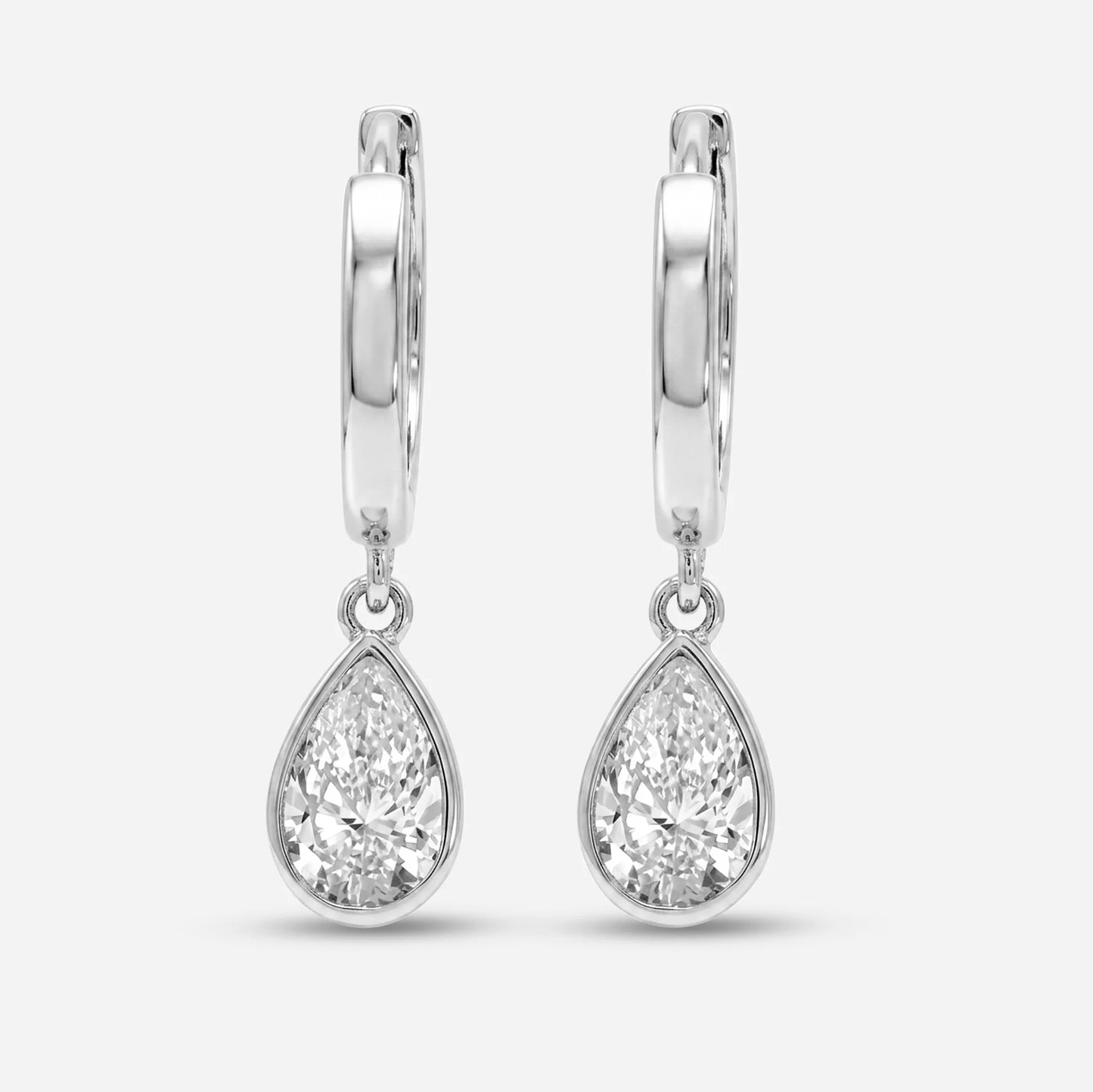 0.6ct pear bezel drop earrings