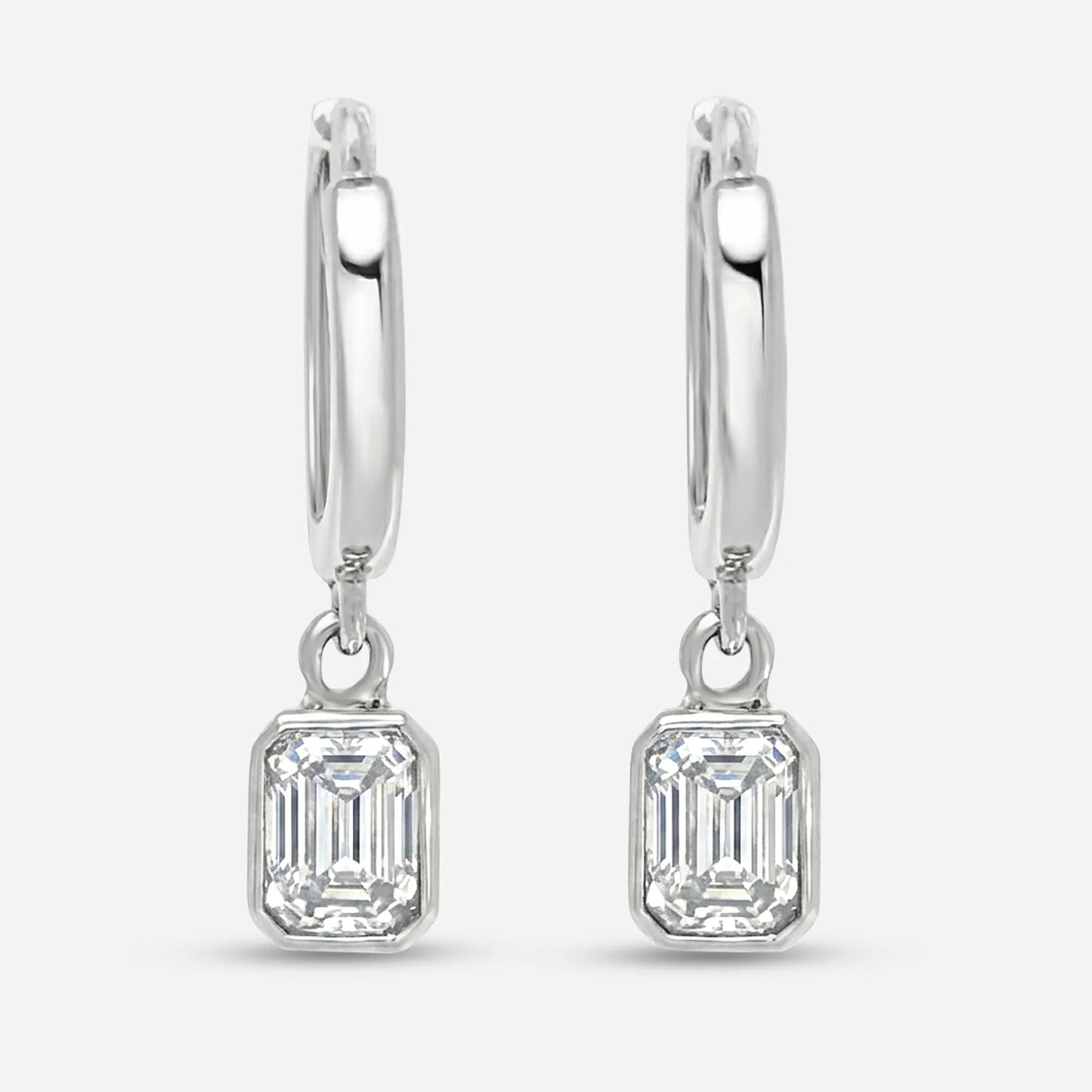 0.6 ctw emerald bezel drop earrings