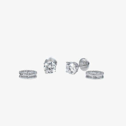 Round Solitaire Studs with Circle WG