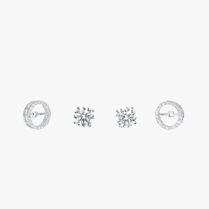 Round Solitaire Studs with Circle WG