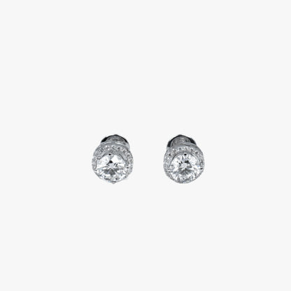 Round Solitaire Studs with Circle WG