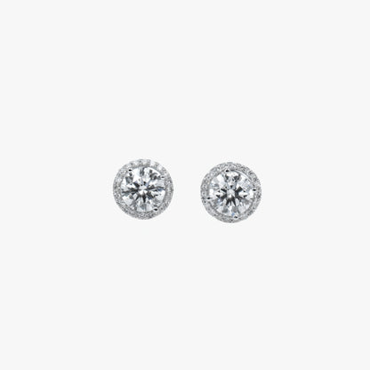 Round Solitaire Studs with Circle WG