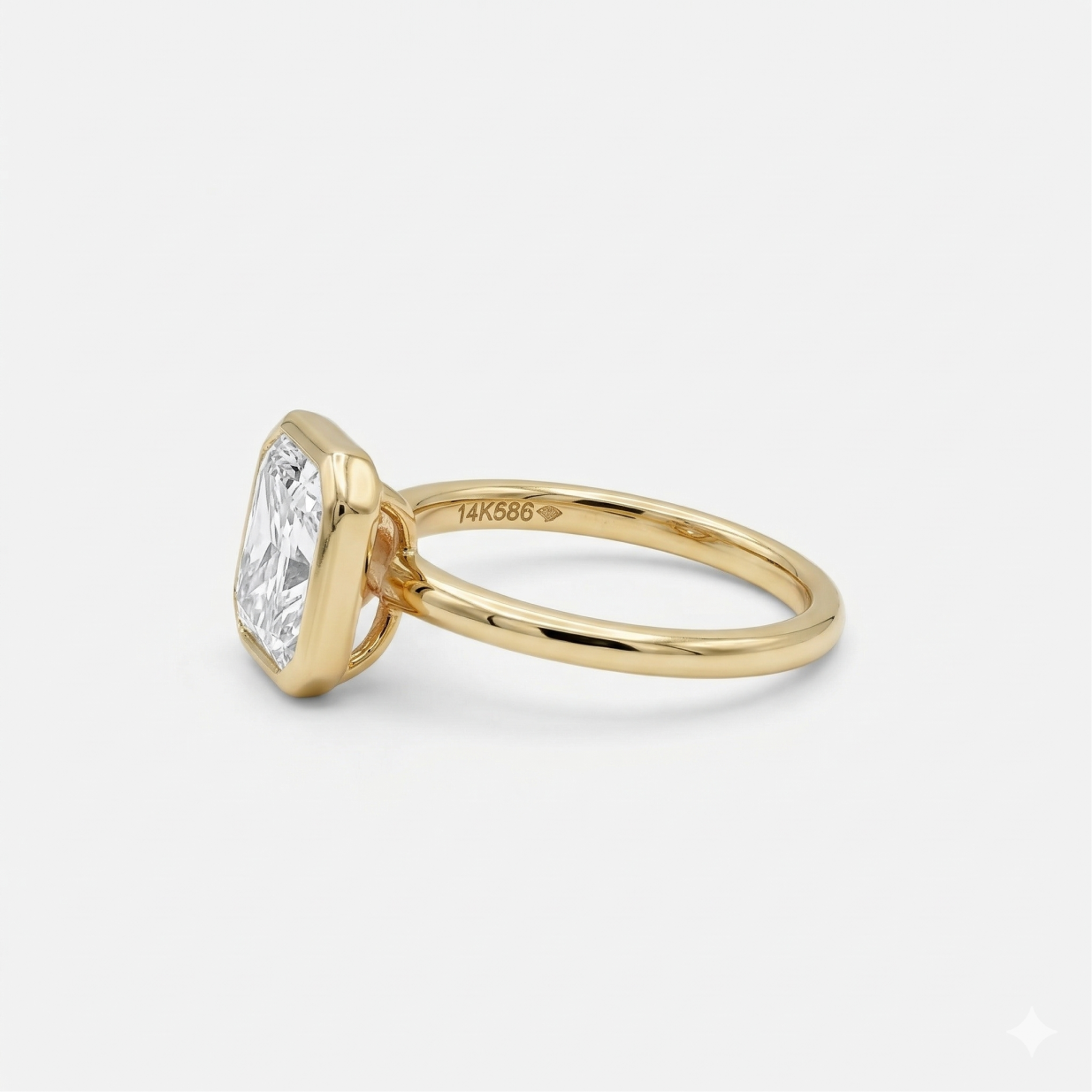 3ct asscher bezel solitaire ring