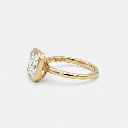 3CT Asscher Bezel Solitaire Ring