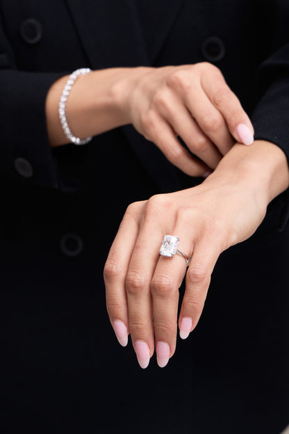7.65ct Radiant Solitaire with Hidden Halo