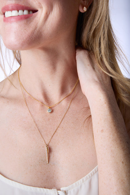 Round Solitaire Bezel Pendant Necklace