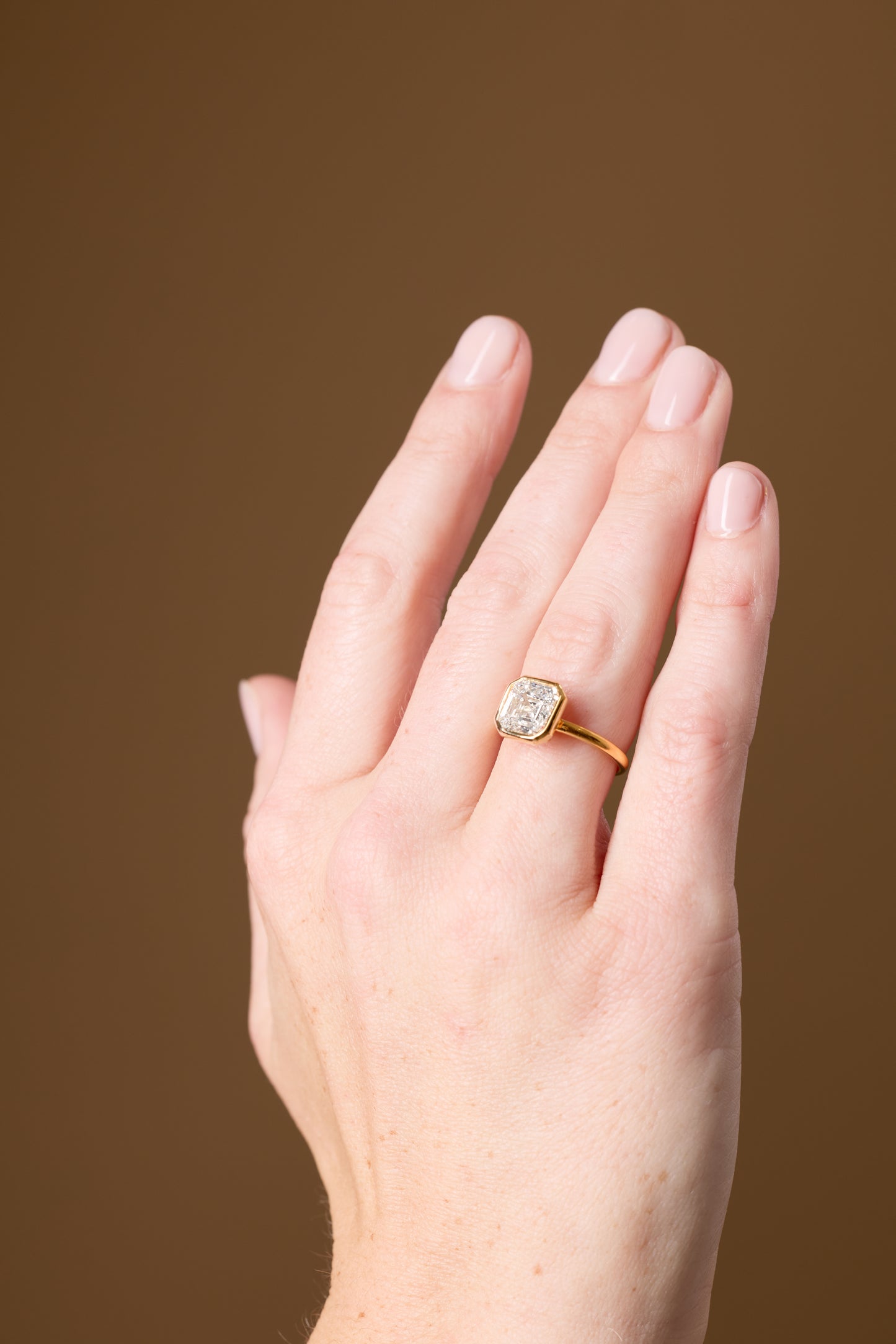 3ct asscher bezel solitaire ring