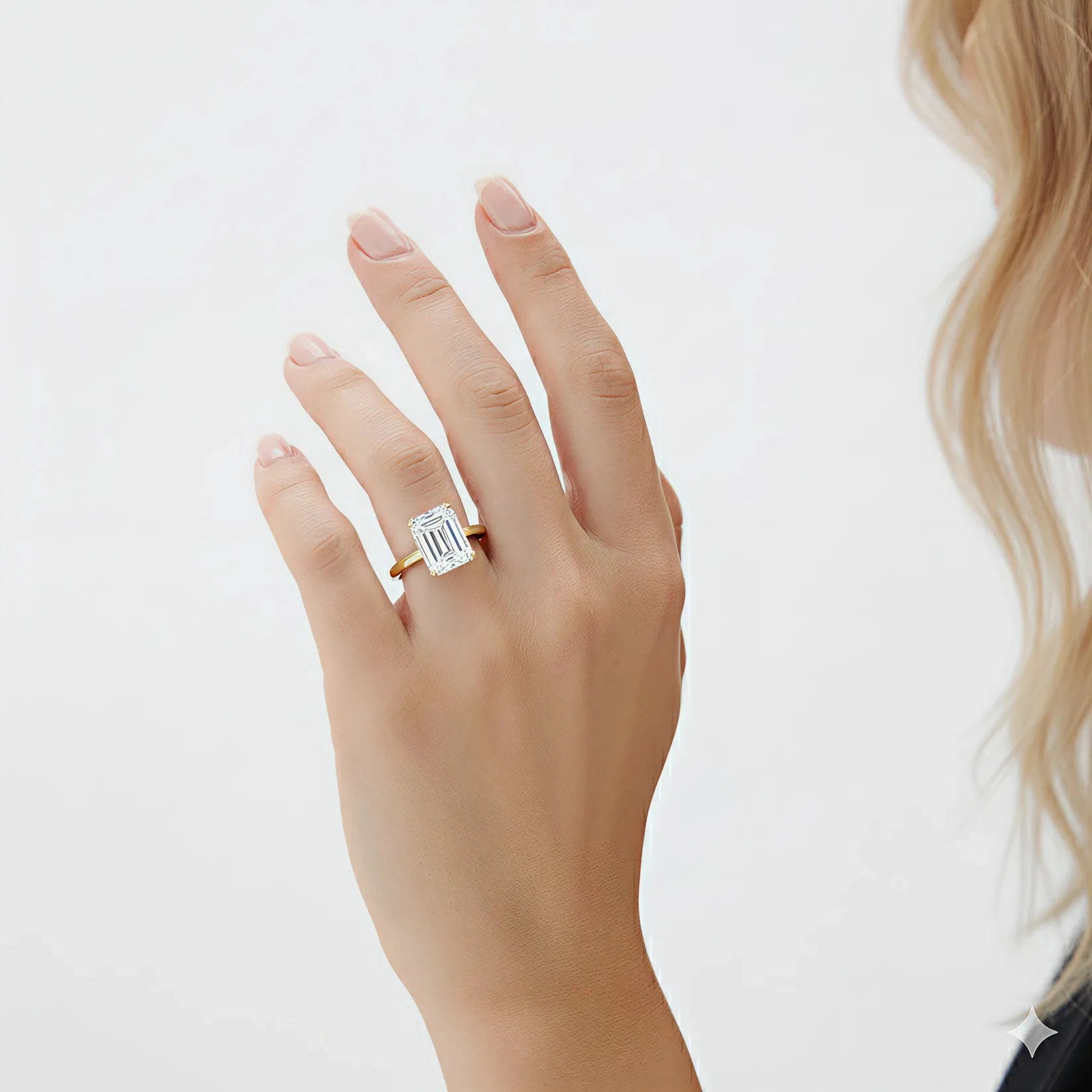Classic Emerald Diamond Solitaire Ring