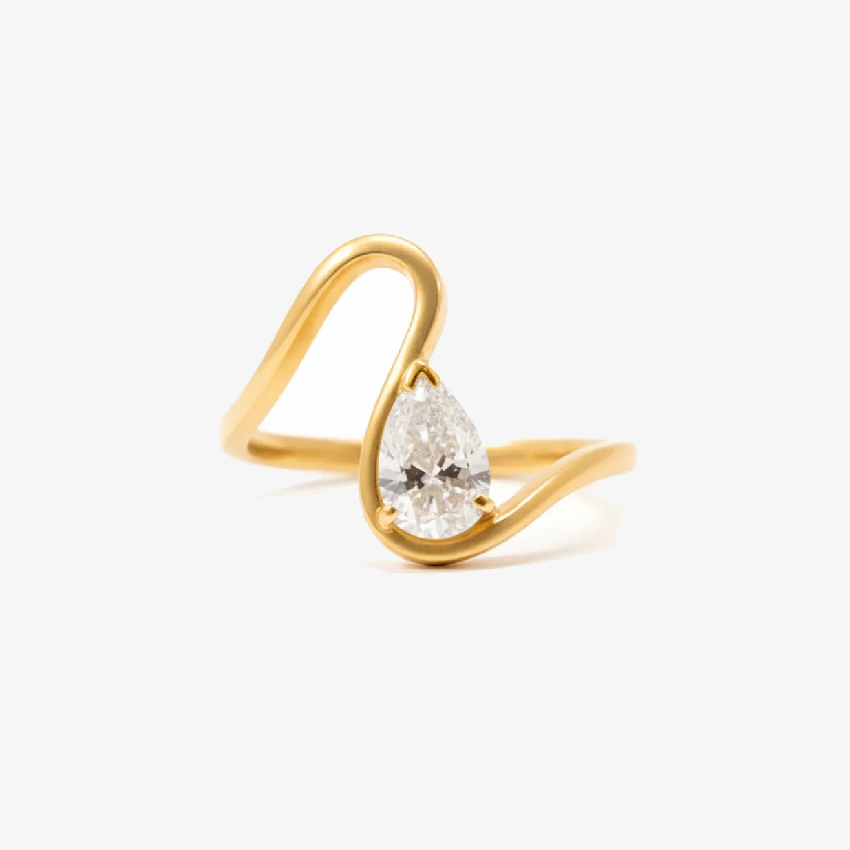 1 Carat Diamond Ring -  Pear Diamond in Wave