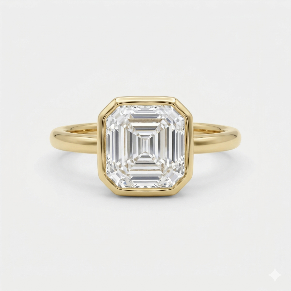 3CT Asscher Bezel Solitaire Ring