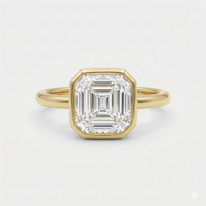 3CT Asscher Bezel Solitaire Ring