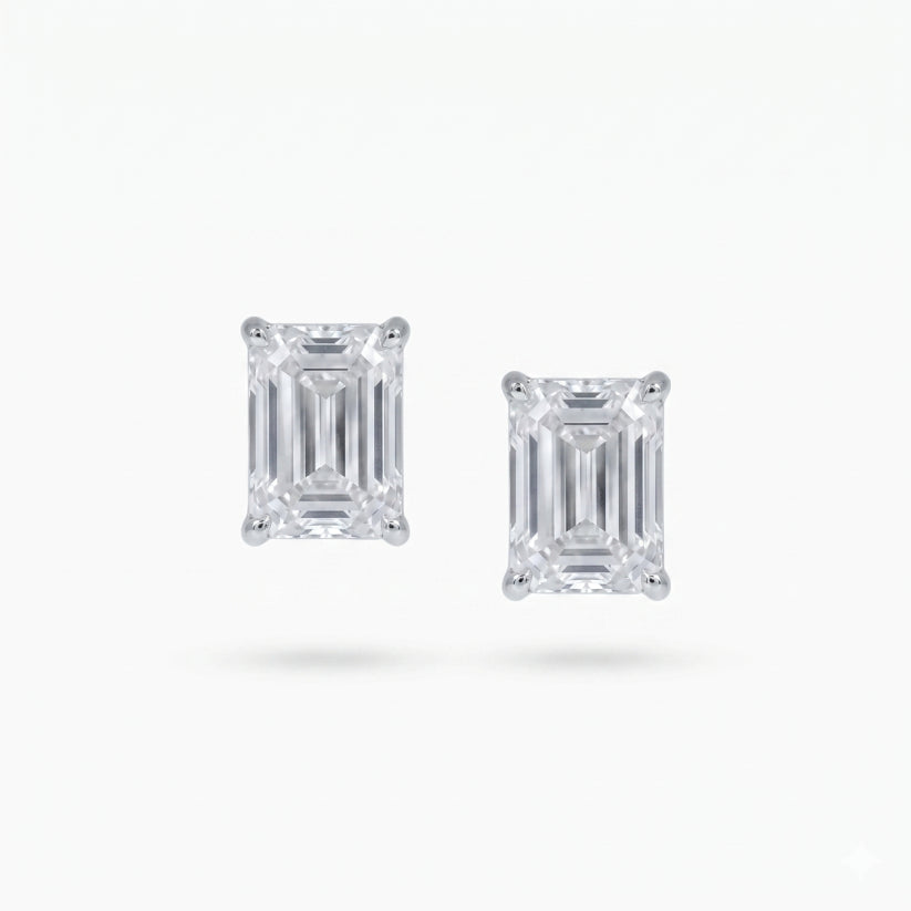 Emerald Solitaire Studs
