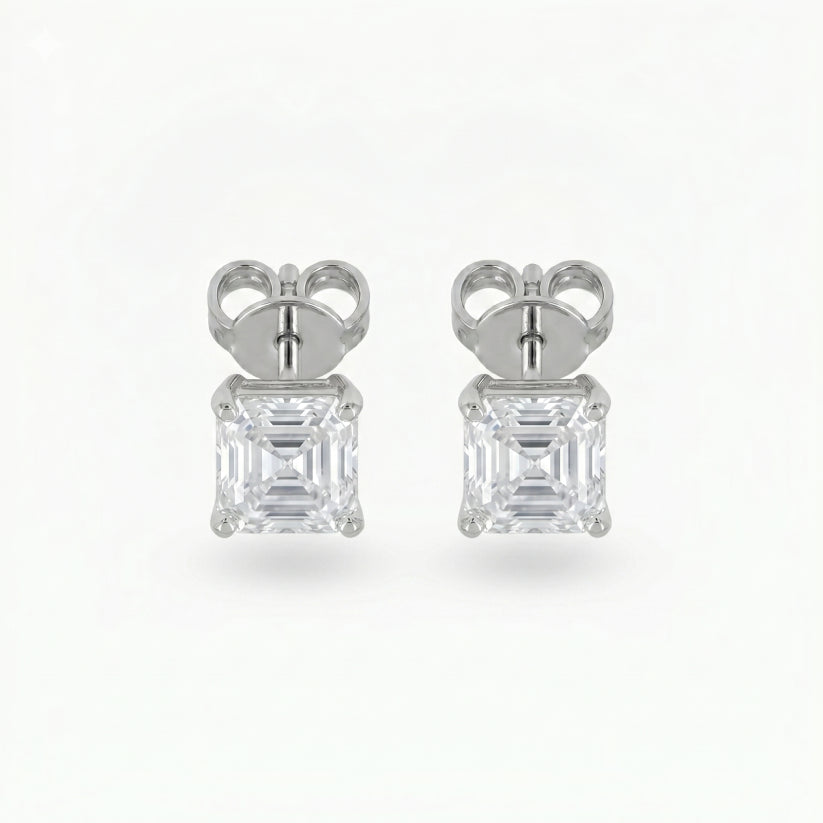 asscher solitaire studs