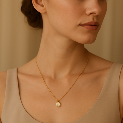 Round Solitaire Bezel Pendant Necklace