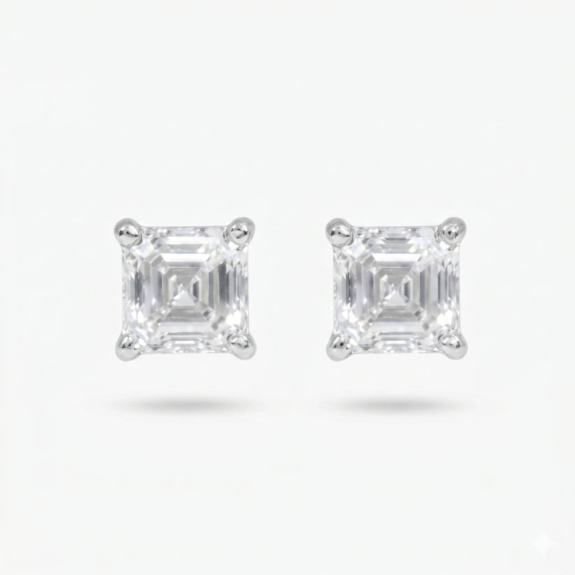 asscher solitaire studs
