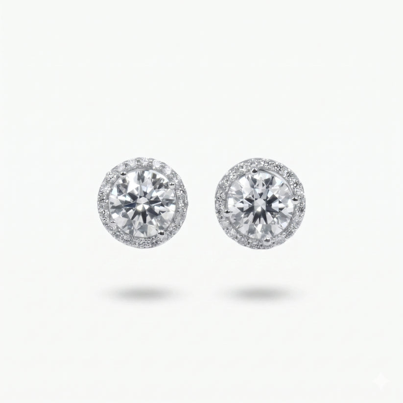 round solitaire studs with circle