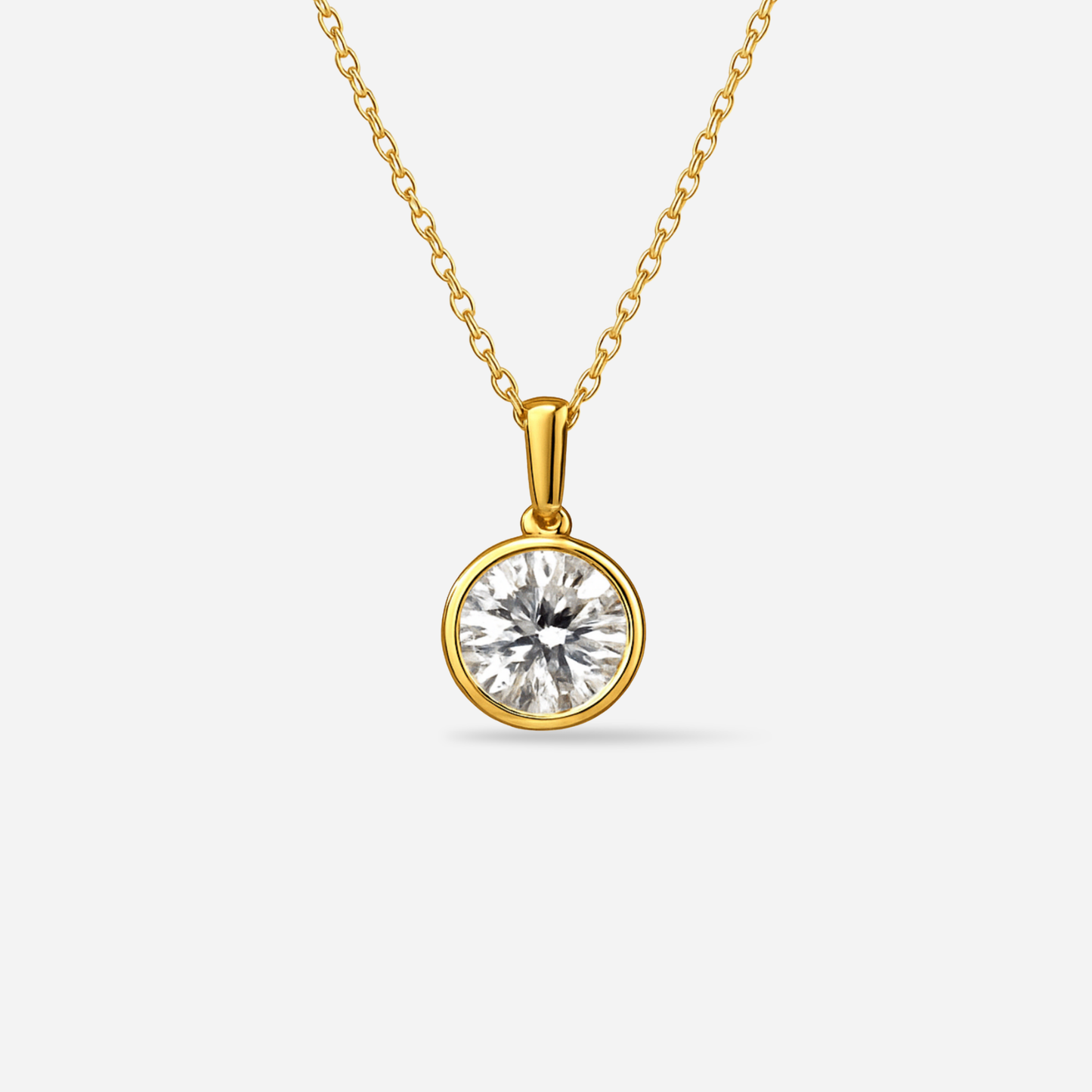 round solitaire bezel pendant necklace