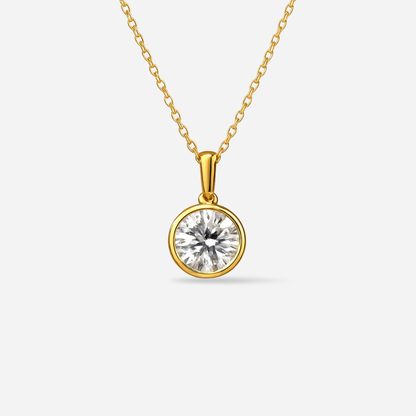 Round Solitaire Bezel Pendant Necklace