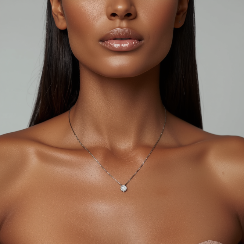classic round solitaire necklace