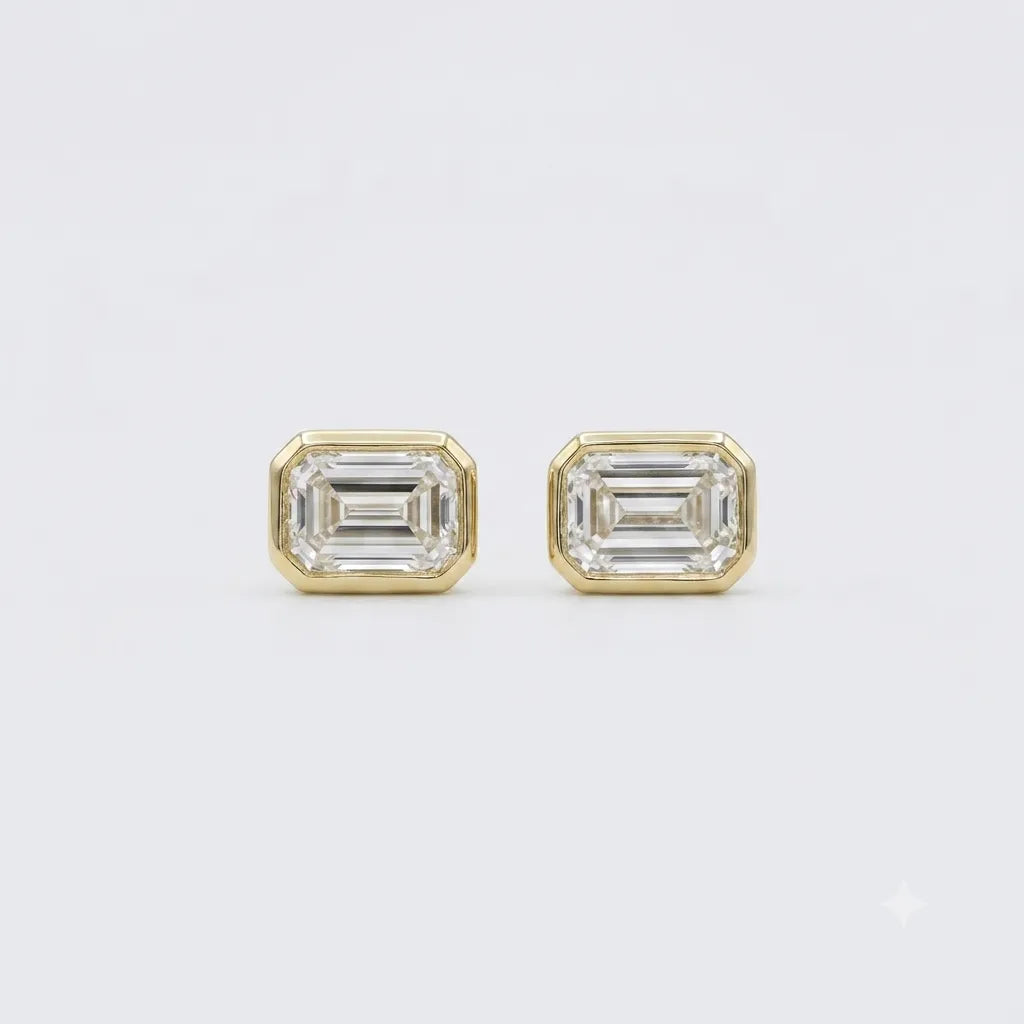 Emerald Bezel Studs