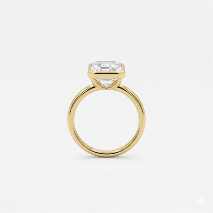 3CT Asscher Bezel Solitaire Ring