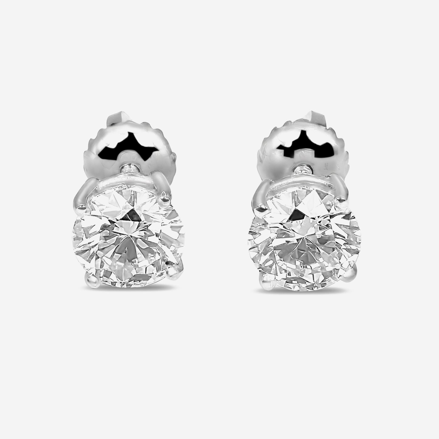 2.15ct tdw round solitaire studs wg