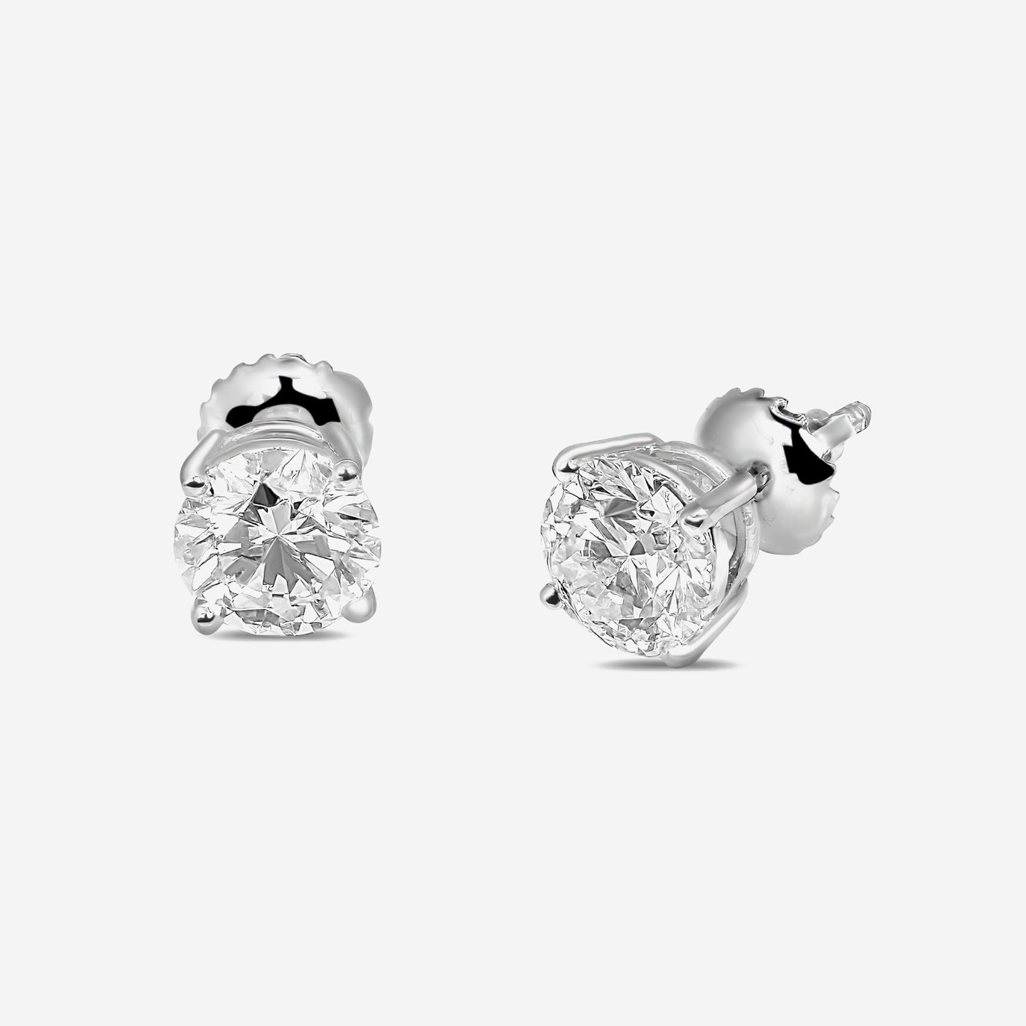 3ct round solitaire studs