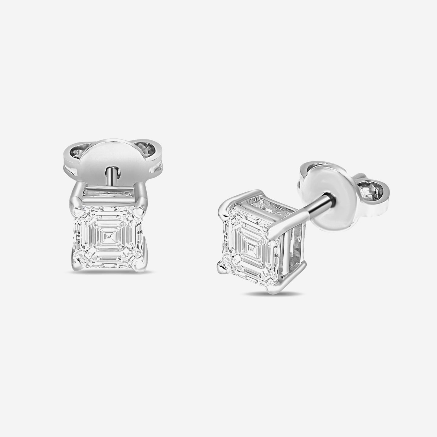 asscher solitaire studs