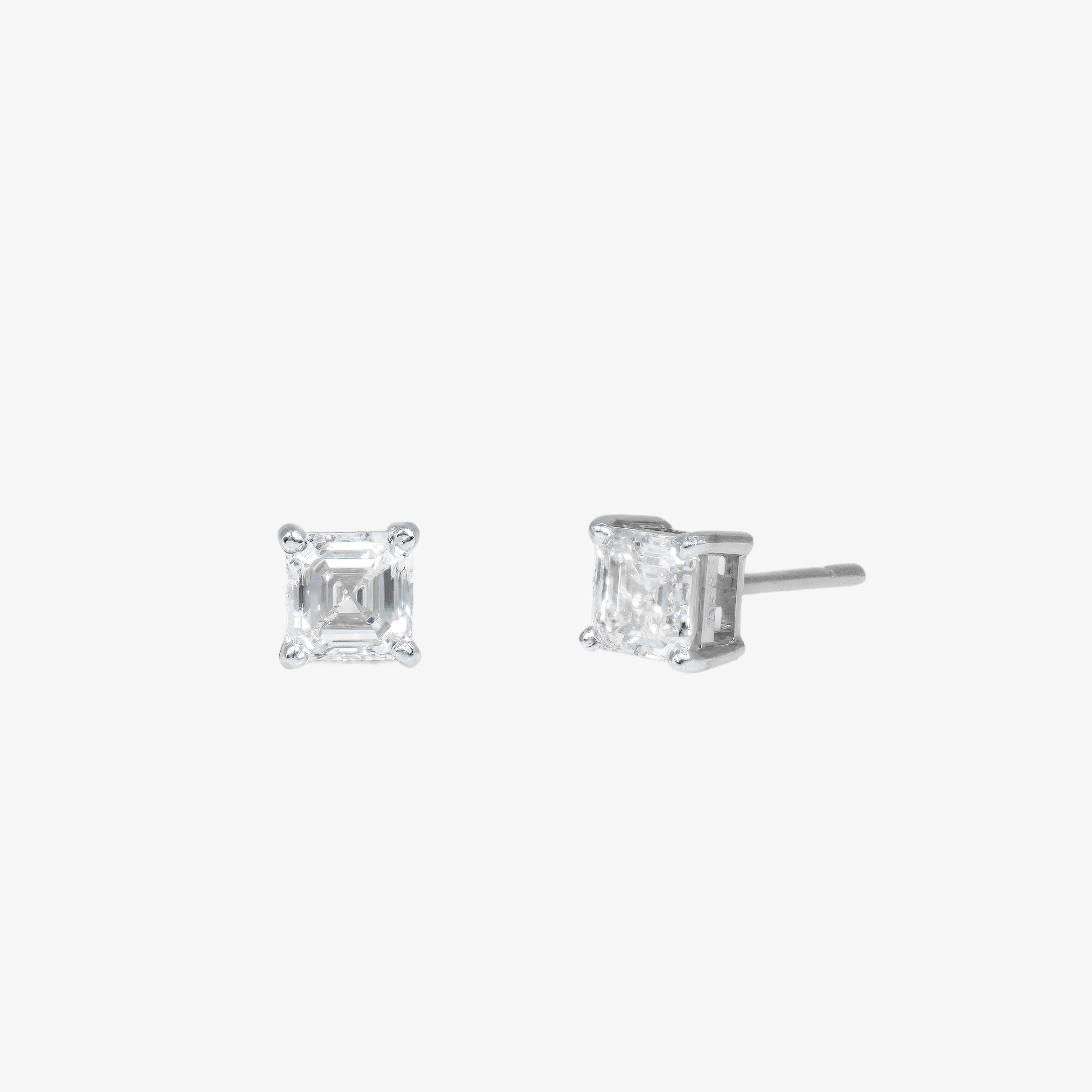 Asscher Solitaire Studs WG