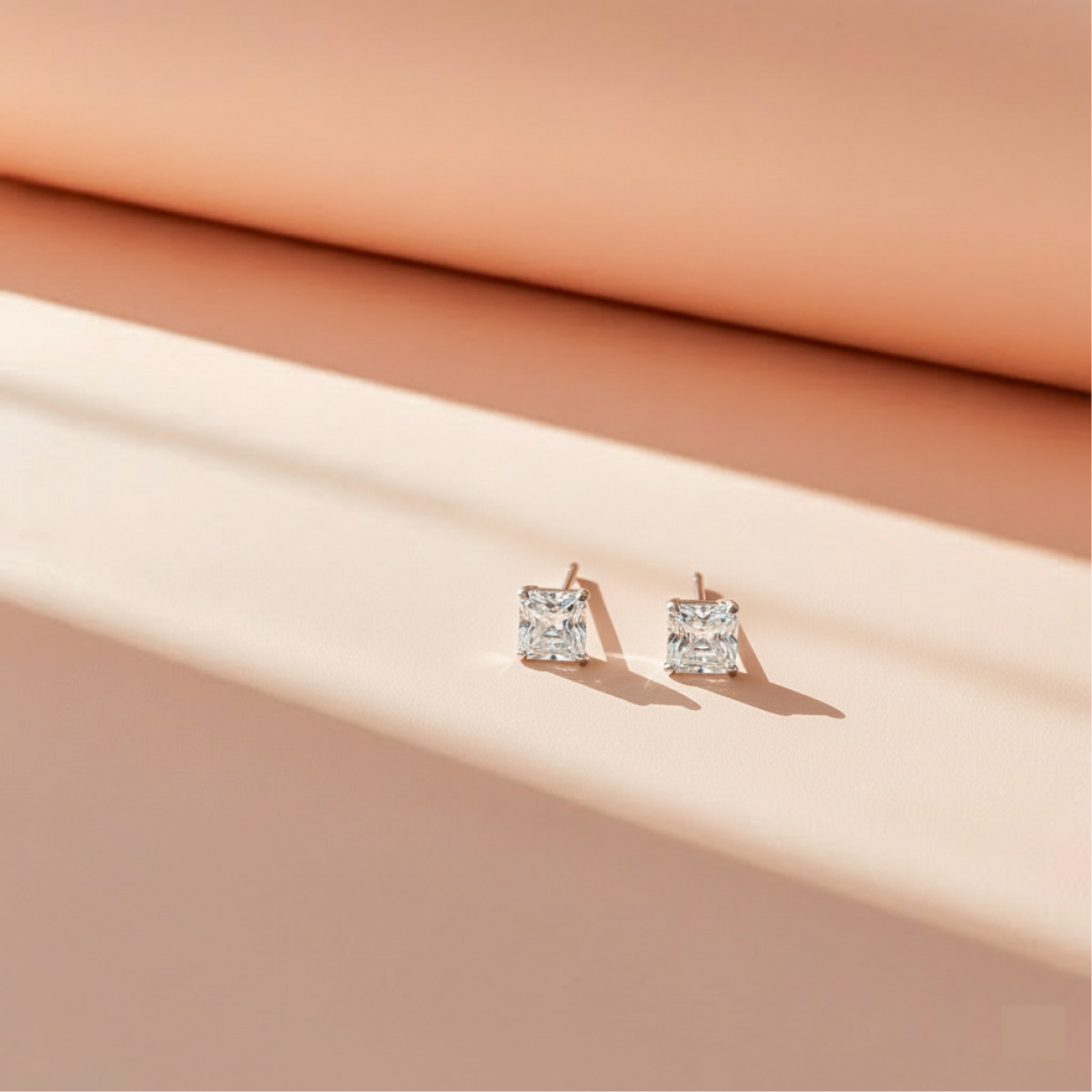 Asscher Solitaire Studs WG