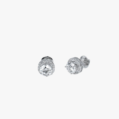 Round Solitaire Studs with Circle WG