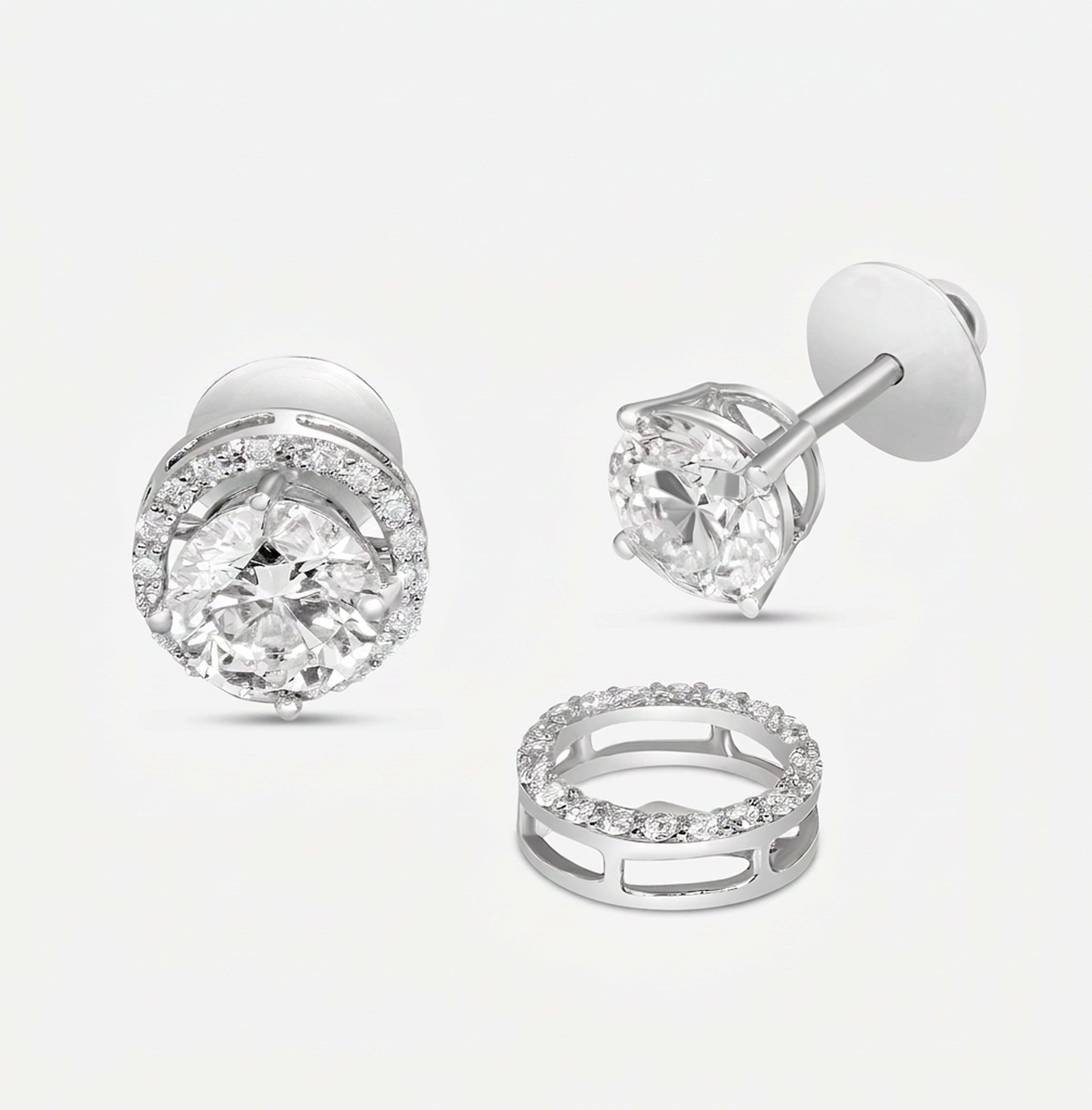 Round Solitaire Studs with Circle