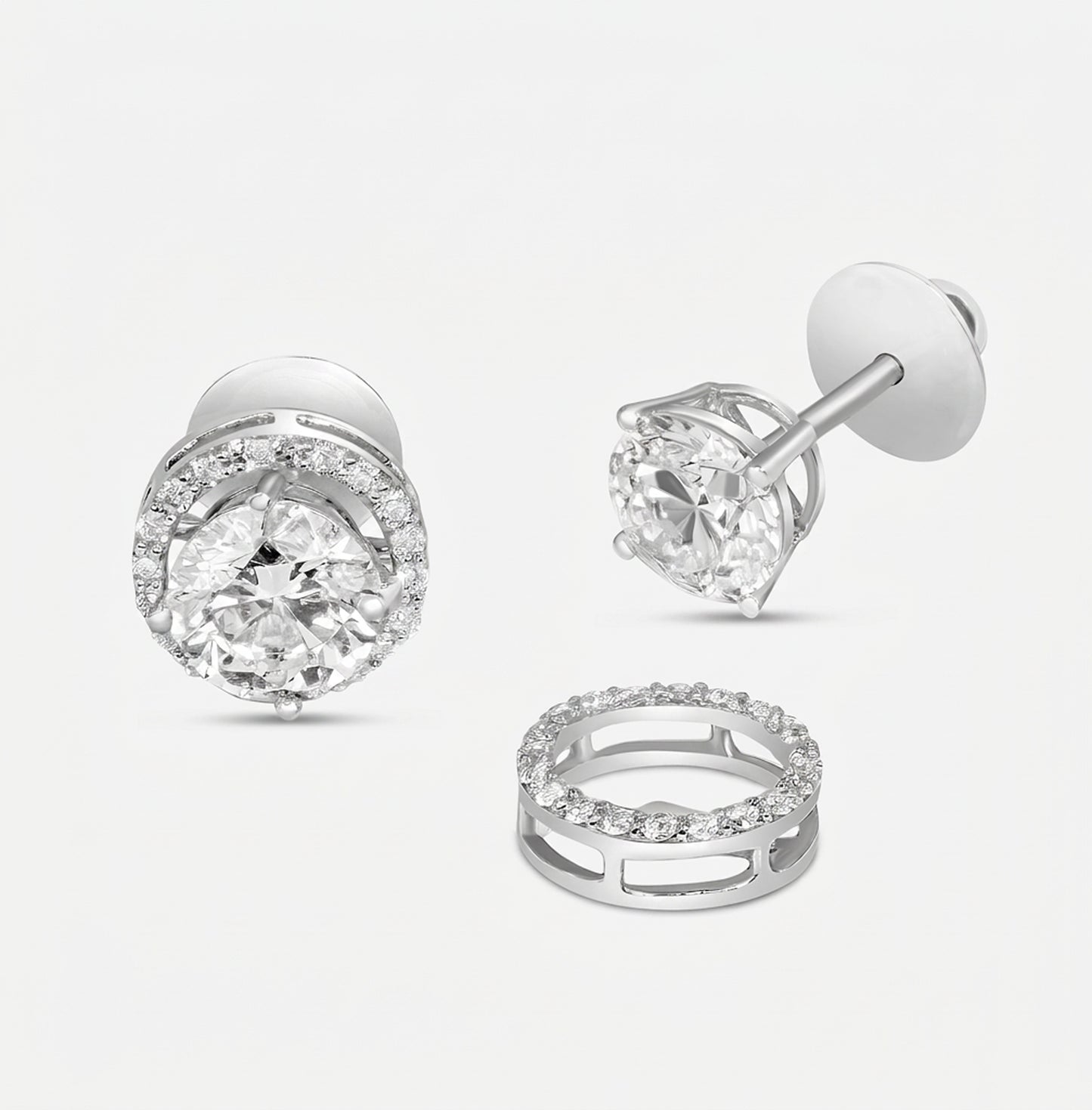 round solitaire studs with circle