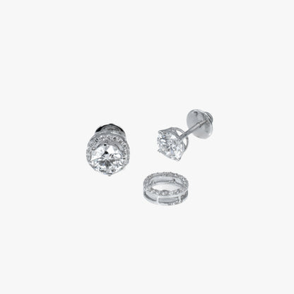 Round Solitaire Studs with Circle WG