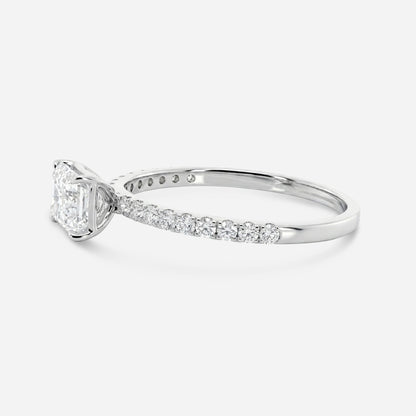 Emerald E/W Solitaire on Pave Setting